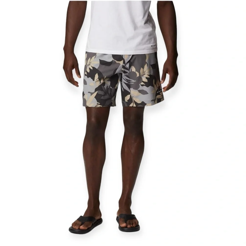 NWT Columbia Men's Summertide Stretch Printed Short, City Grey Floriated, XL